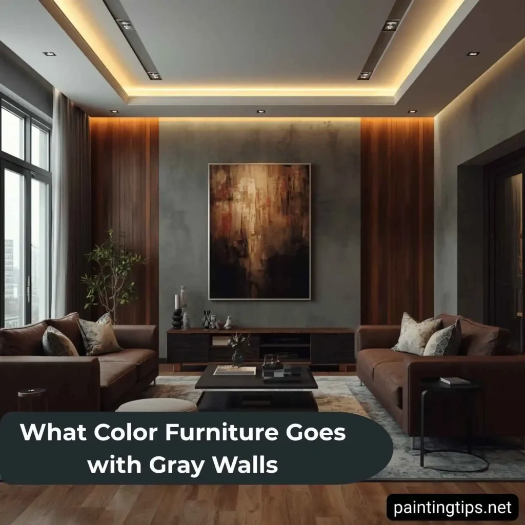 Dark brown couch with walls.