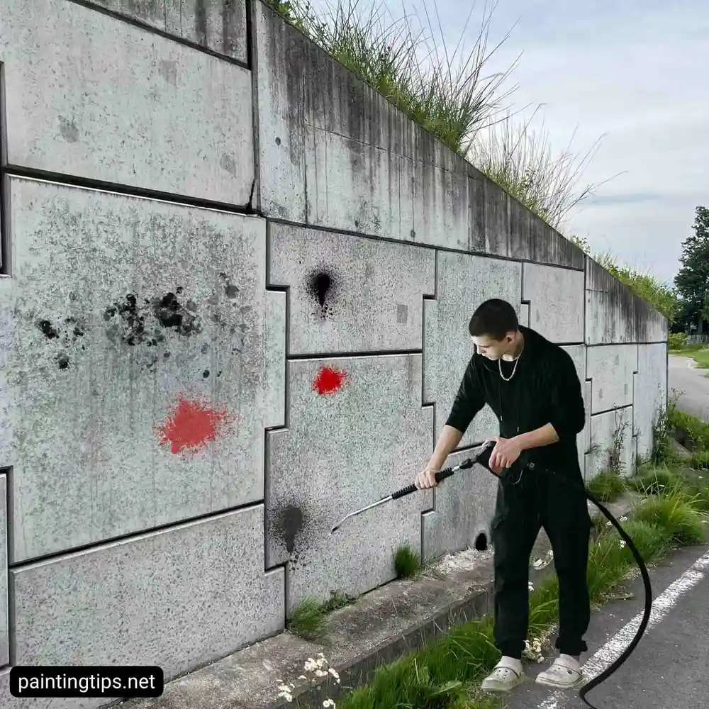 How to remove spray paint from cement wall.