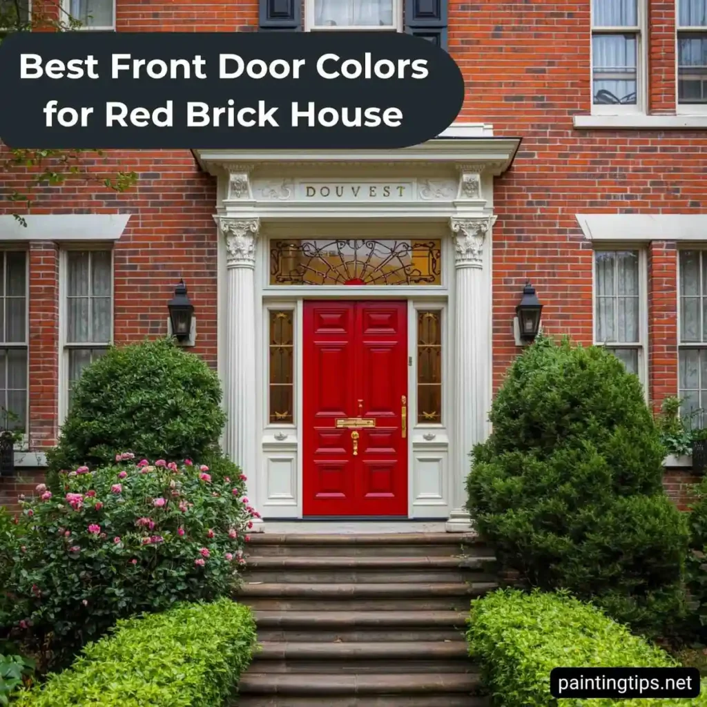 Red brick house front red door