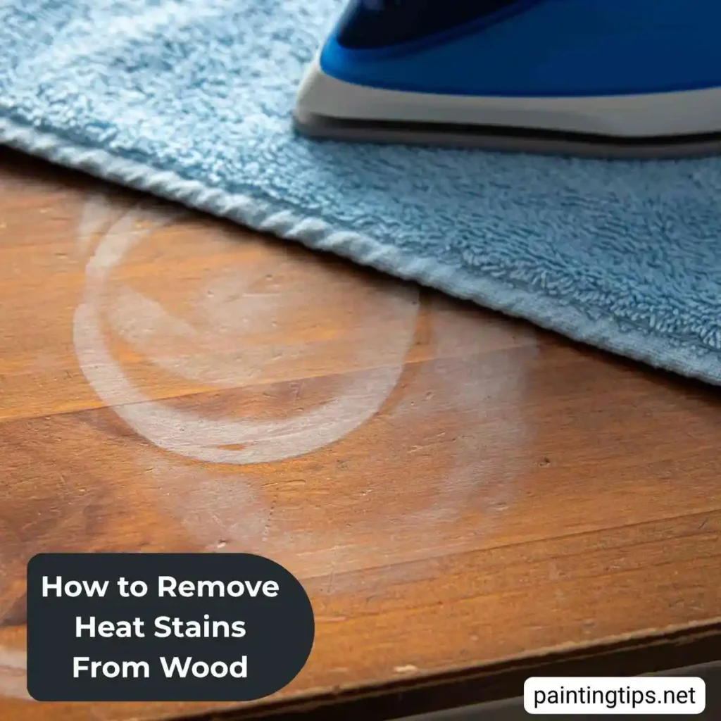 Removing heat marks from wood using an iron.