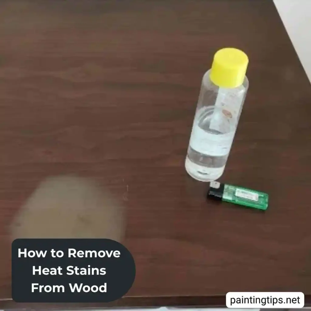 Removing heat marks from wood using rubbing alcohol.