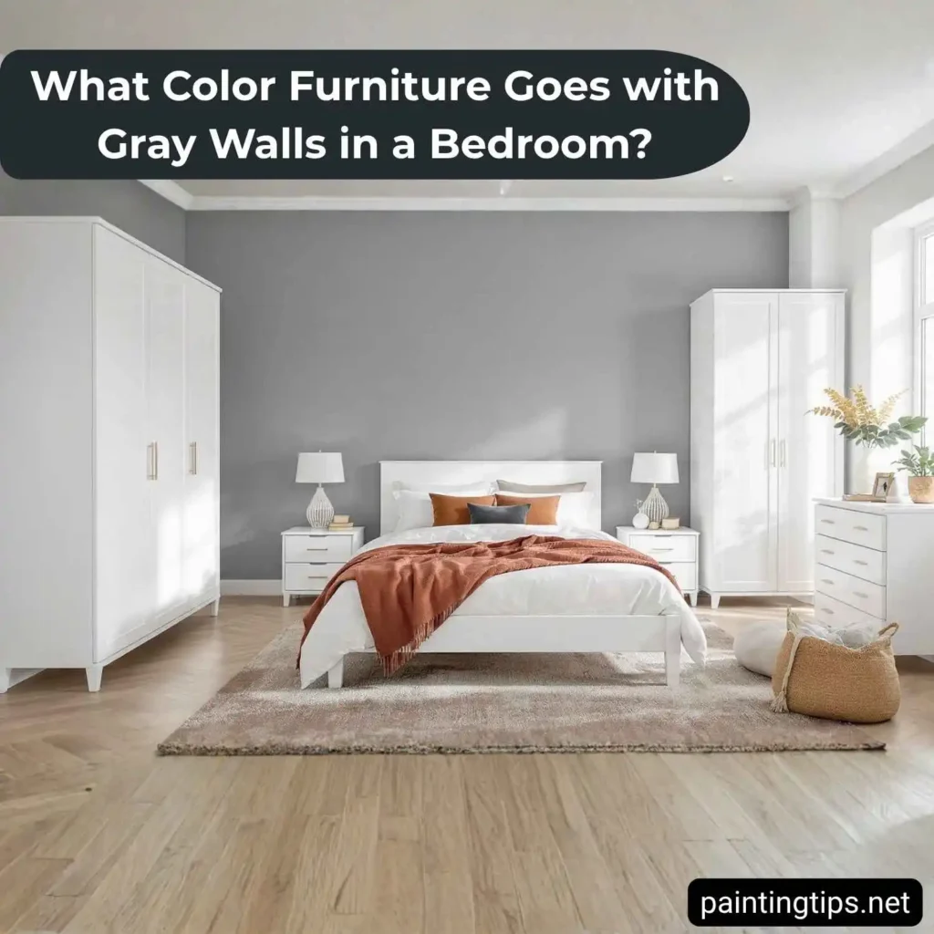 What color furniture goes with gray walls in a bedroom.