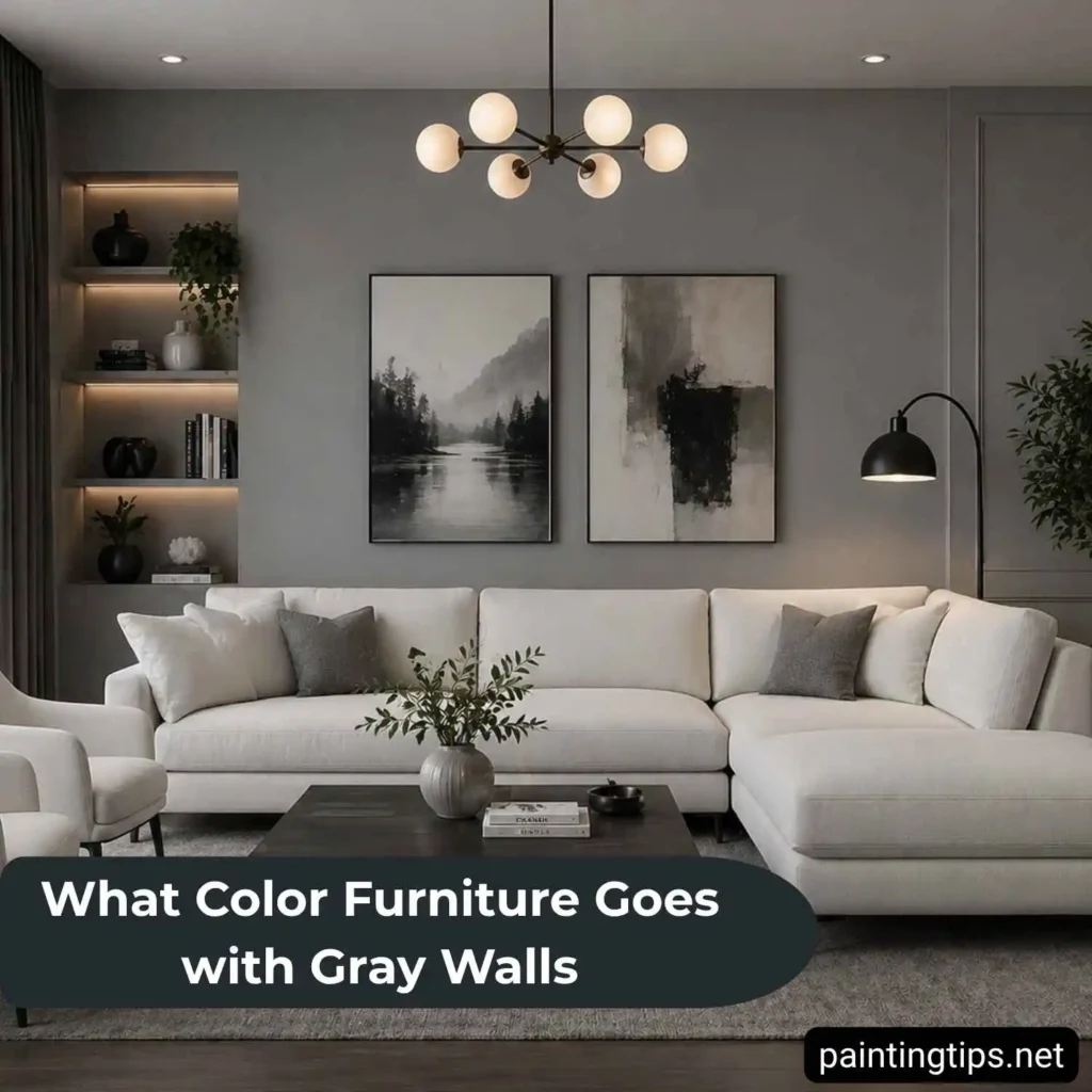 White sofa with gray walls 