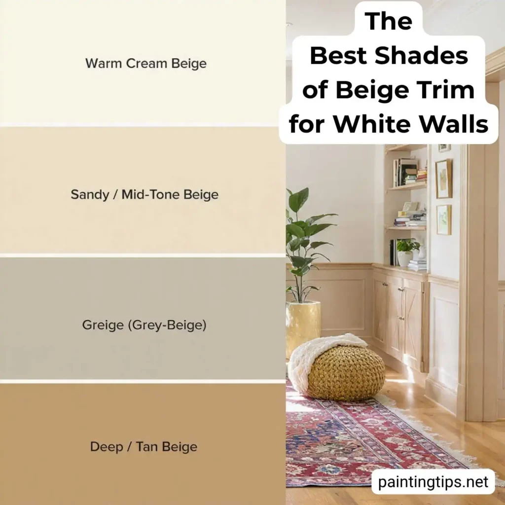 The best shades of beige trim for white walls.