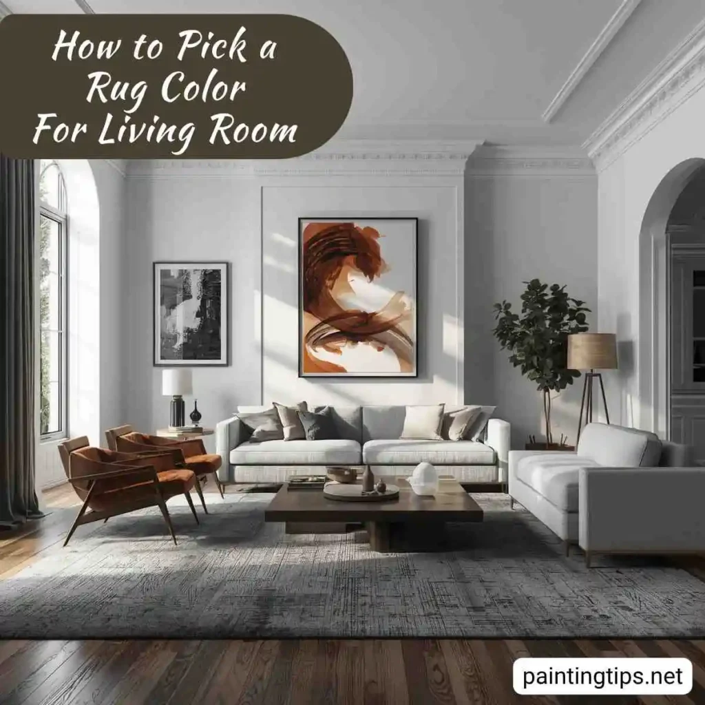 White walls and a gray rug in the living room