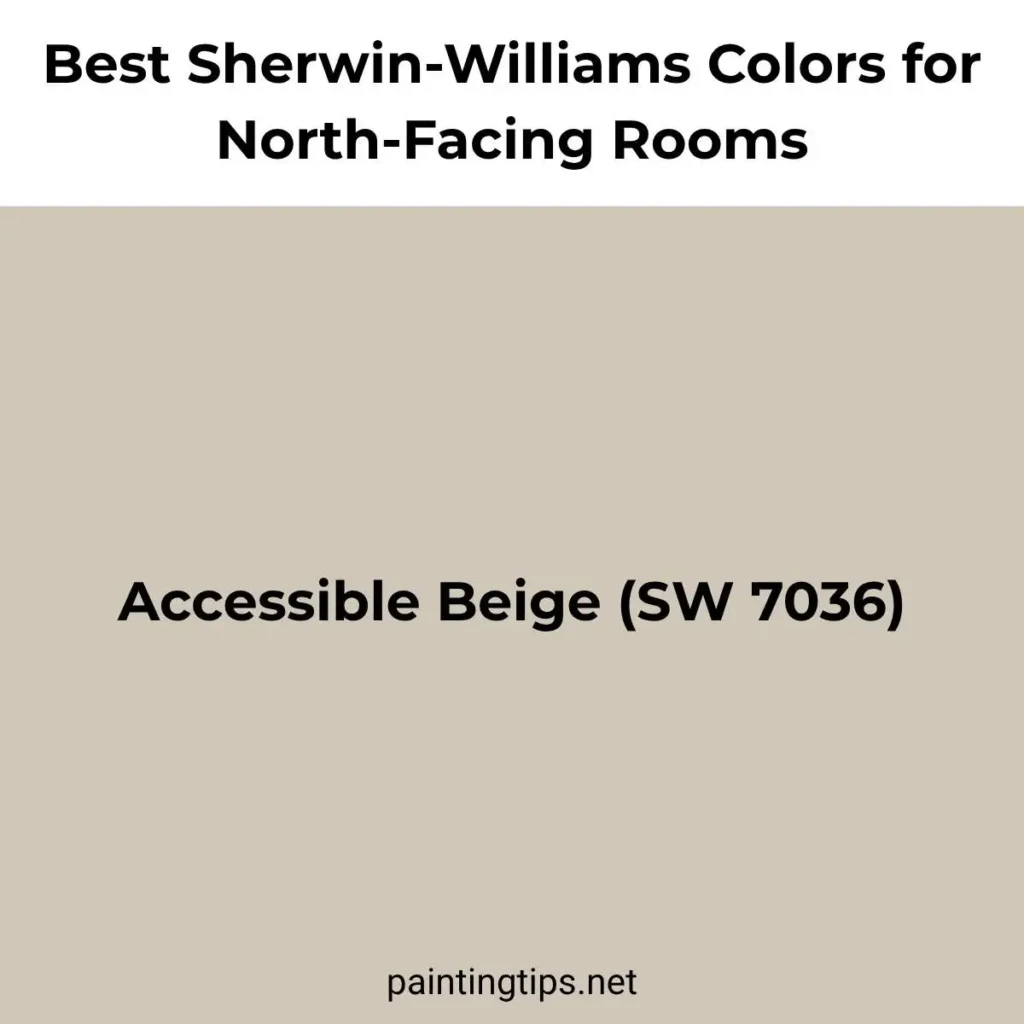 Sherwin-Williams Accessible Beige SW 7036 paint color for a north-facing room.