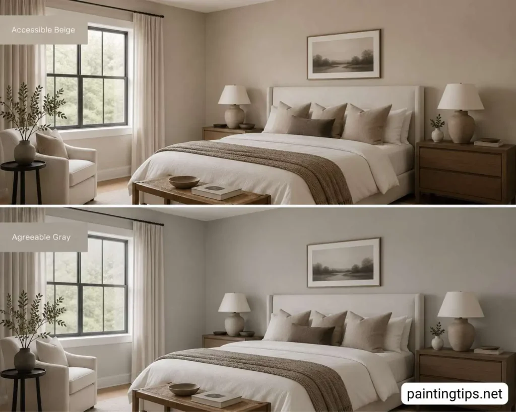 Accessible Beige vs Agreeable Gray bedroom