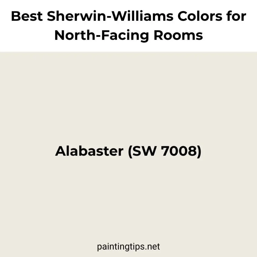 Sherwin-Williams Alabaster SW 7008 paint color for a north-facing room.