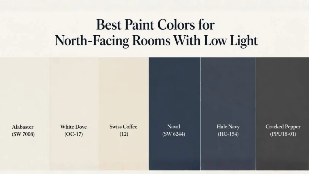 Best paint colors for north-facing rooms with low light.