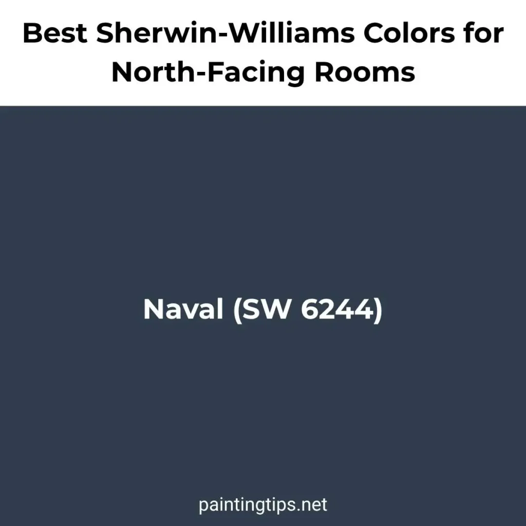 Sherwin-Williams Naval SW 6244 paint color for a north-facing room