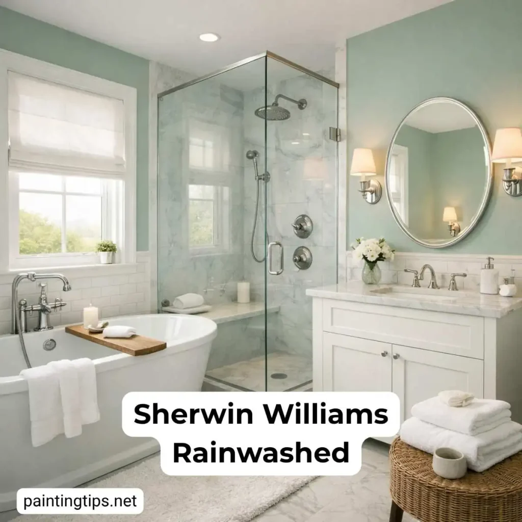 Sherwin Williams Rainwashed bathroom