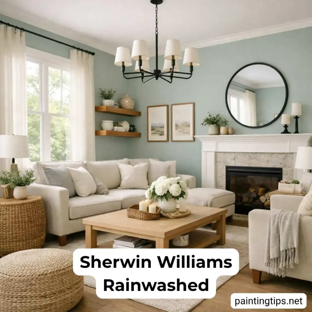 Rainwashed Sherwin Williams livingroom