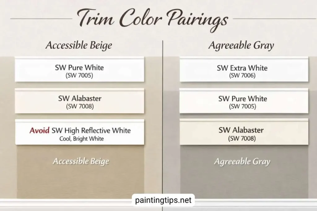 Trim colors for agreeable gray and accessible beige