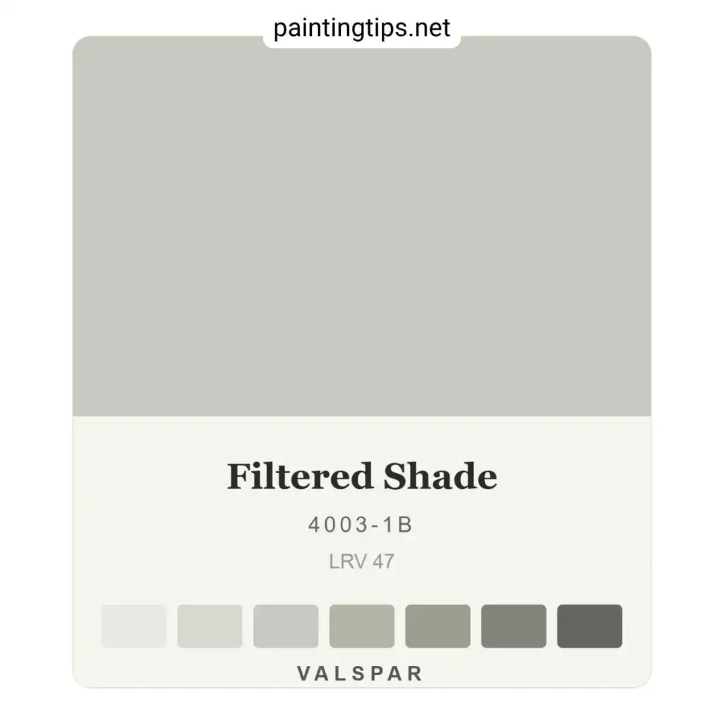 Valspar filtered shade paint card