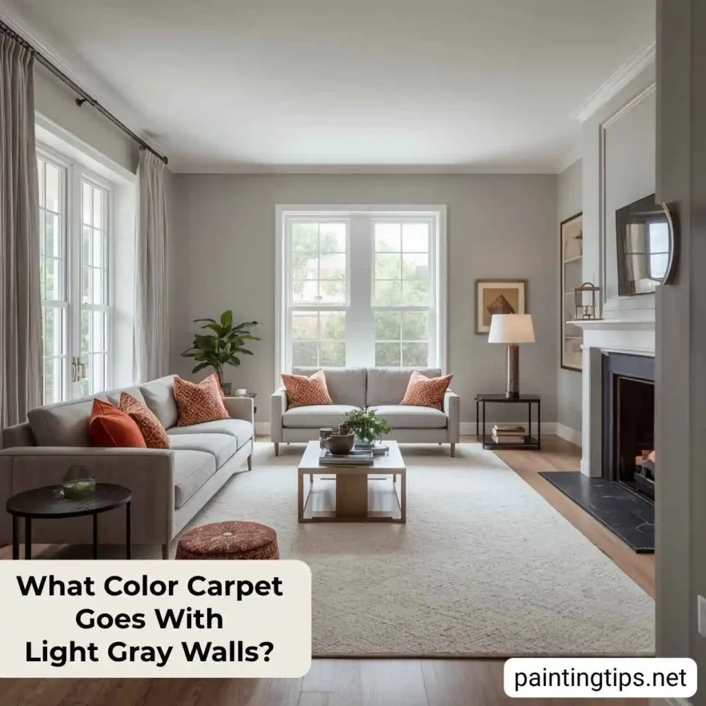 What color carpet goes with light gray walls in a living room?