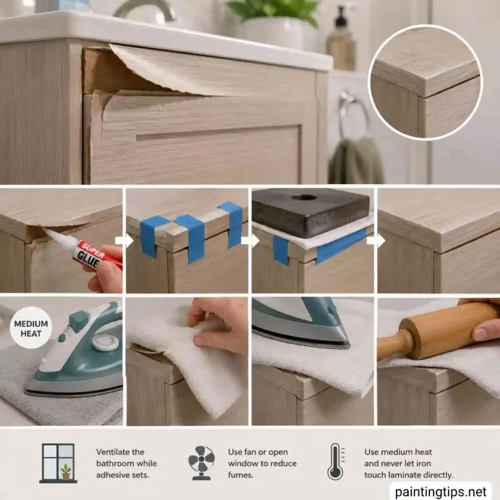 bathroom vanity laminate peeling.