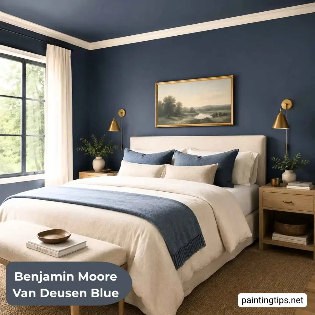 Benjamin Moore Van Deusen Blue bedroom