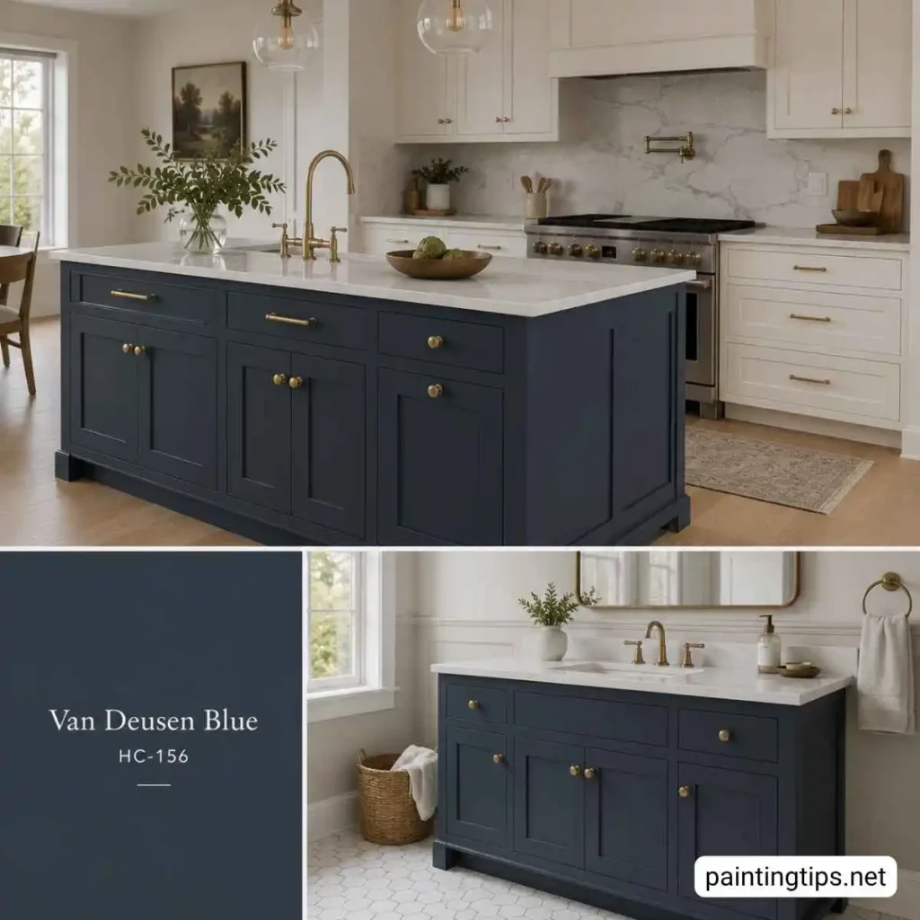 Benjamin Moore Van Deusen Blue cabinets