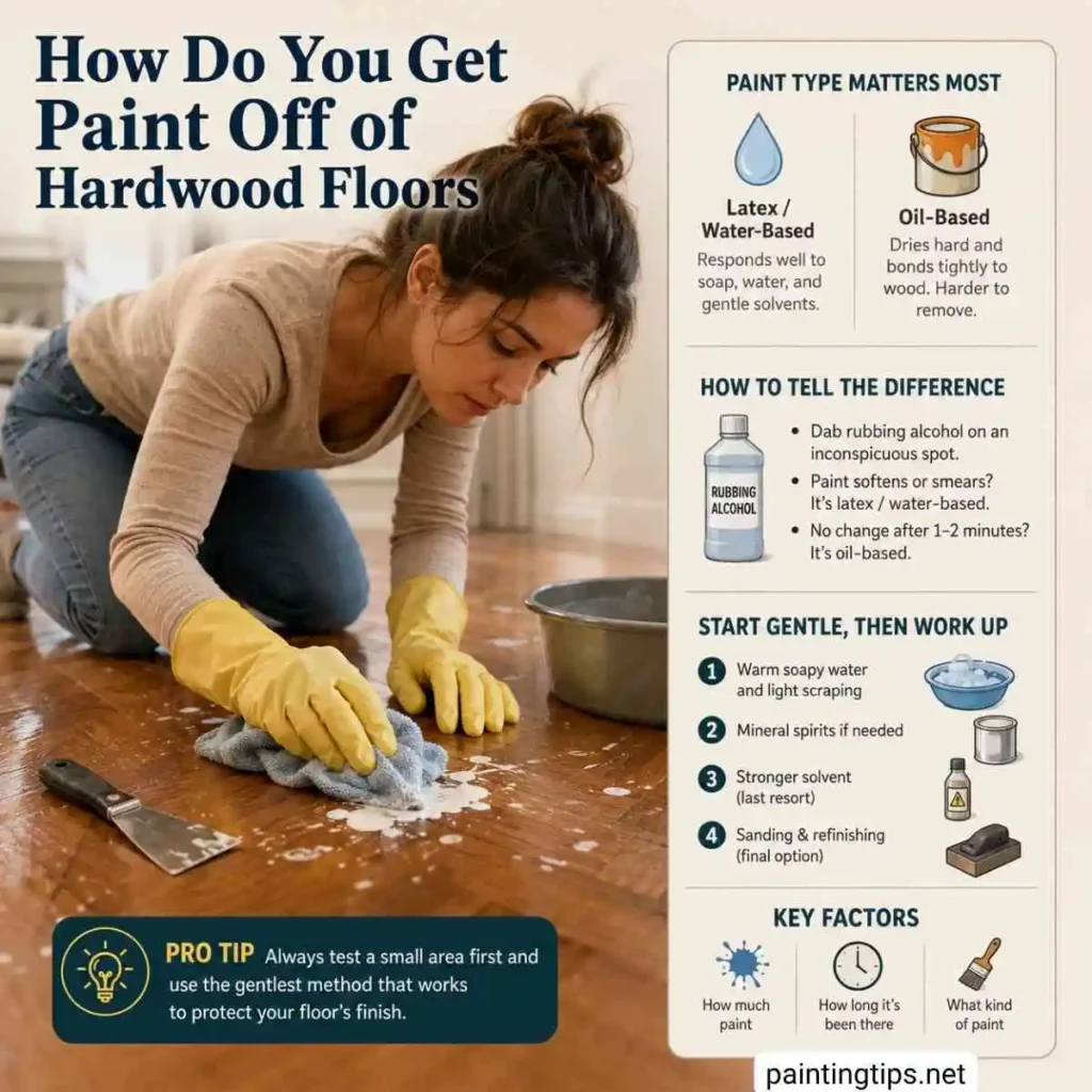 How do you get paint off of hardwood floors.