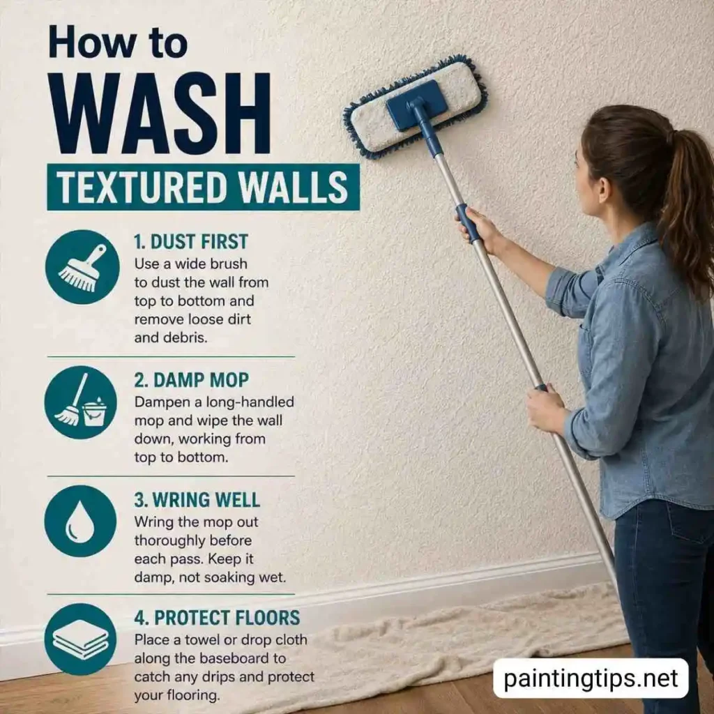 How to clean textured walls without removing paint.
