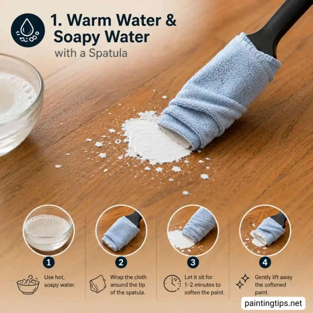 Removing paint from wooden floors with hot water