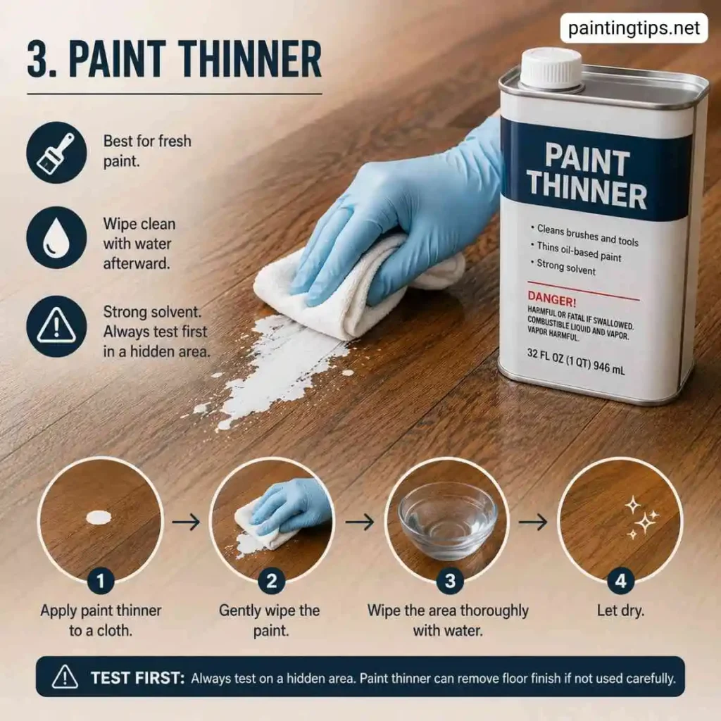 Removing paint from wooden floors with paint thinner