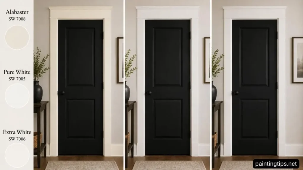White paint colors for black interior doors.