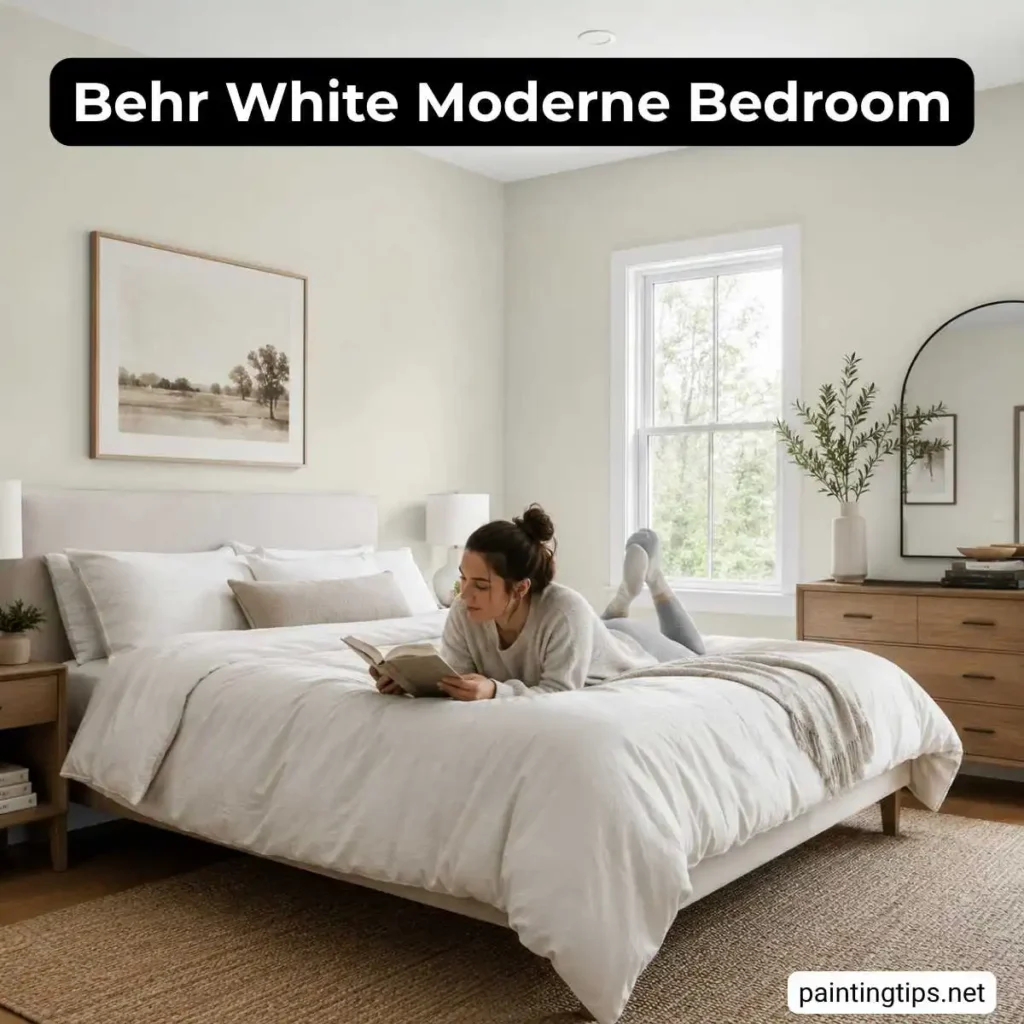 Behr white moderne bedroom.