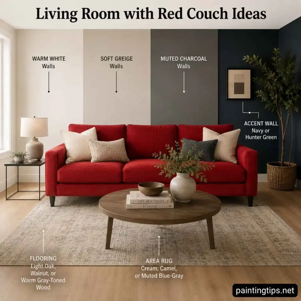 Decorating a living room with a red sofa
