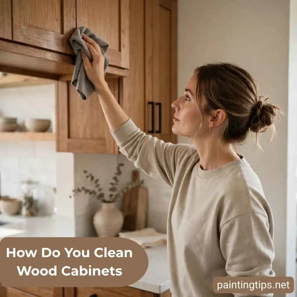Dust the wooden cabinet.