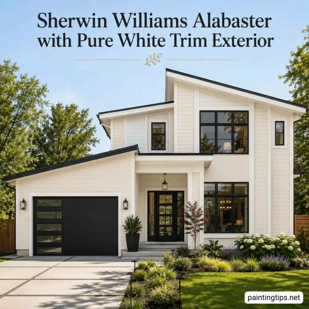 Pure white trim with alabaster walls exterior