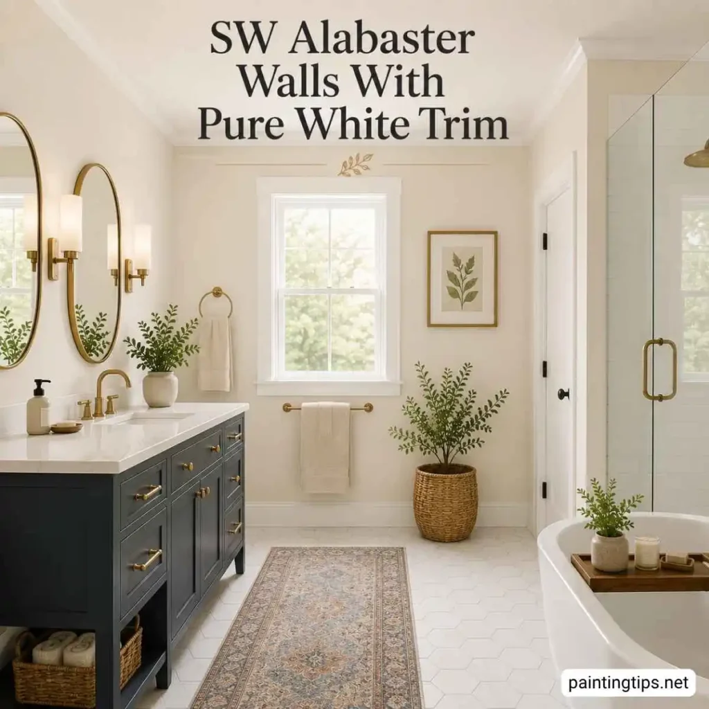 sw alabaster walls with pure white trim