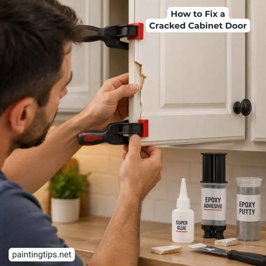 How to fix a cracked kitchen cabinet door.