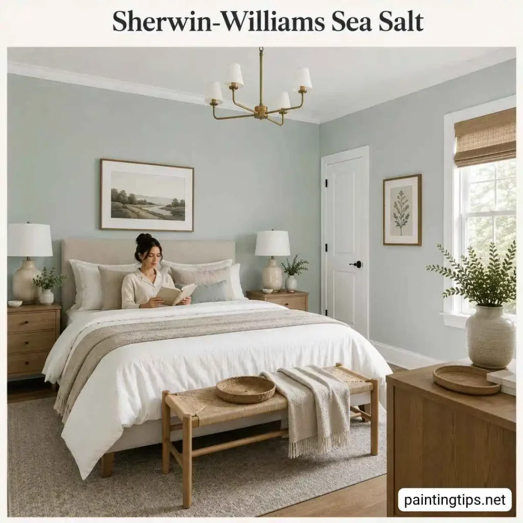 Sherwin williams sea salt bedroom.