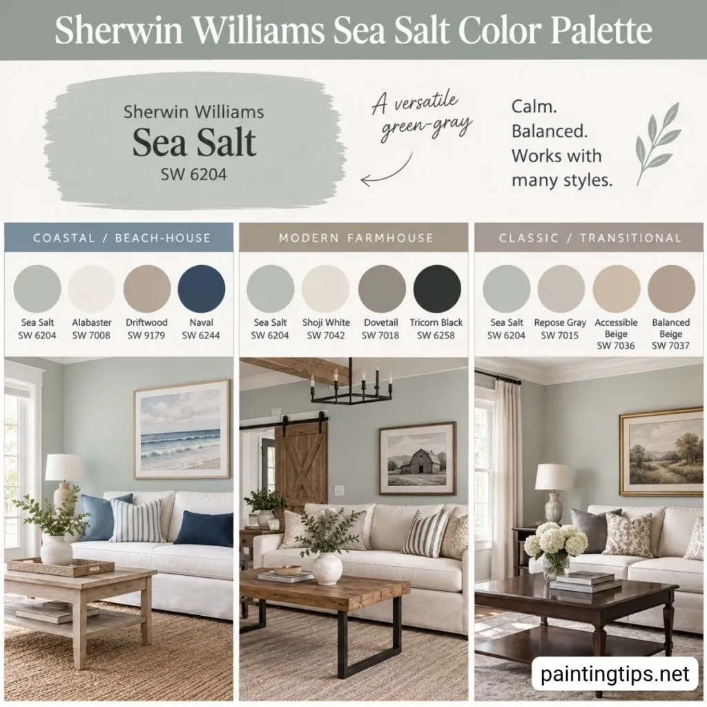 Sherwin williams sea salt color palette.