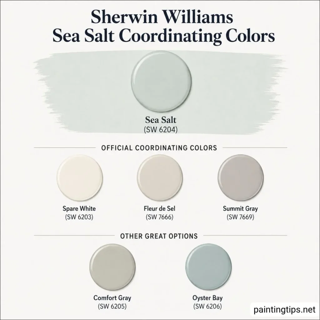 Sherwin williams sea salt coordinating colors.