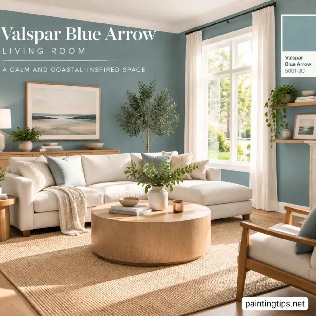 Valspar blue arrow living room.