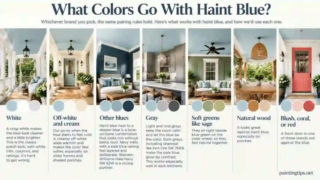 What colors go with haint blue?