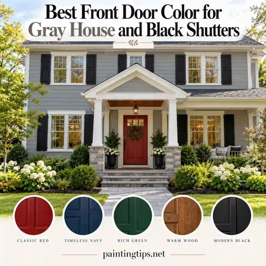 Best front door color for gray house and black shutters
