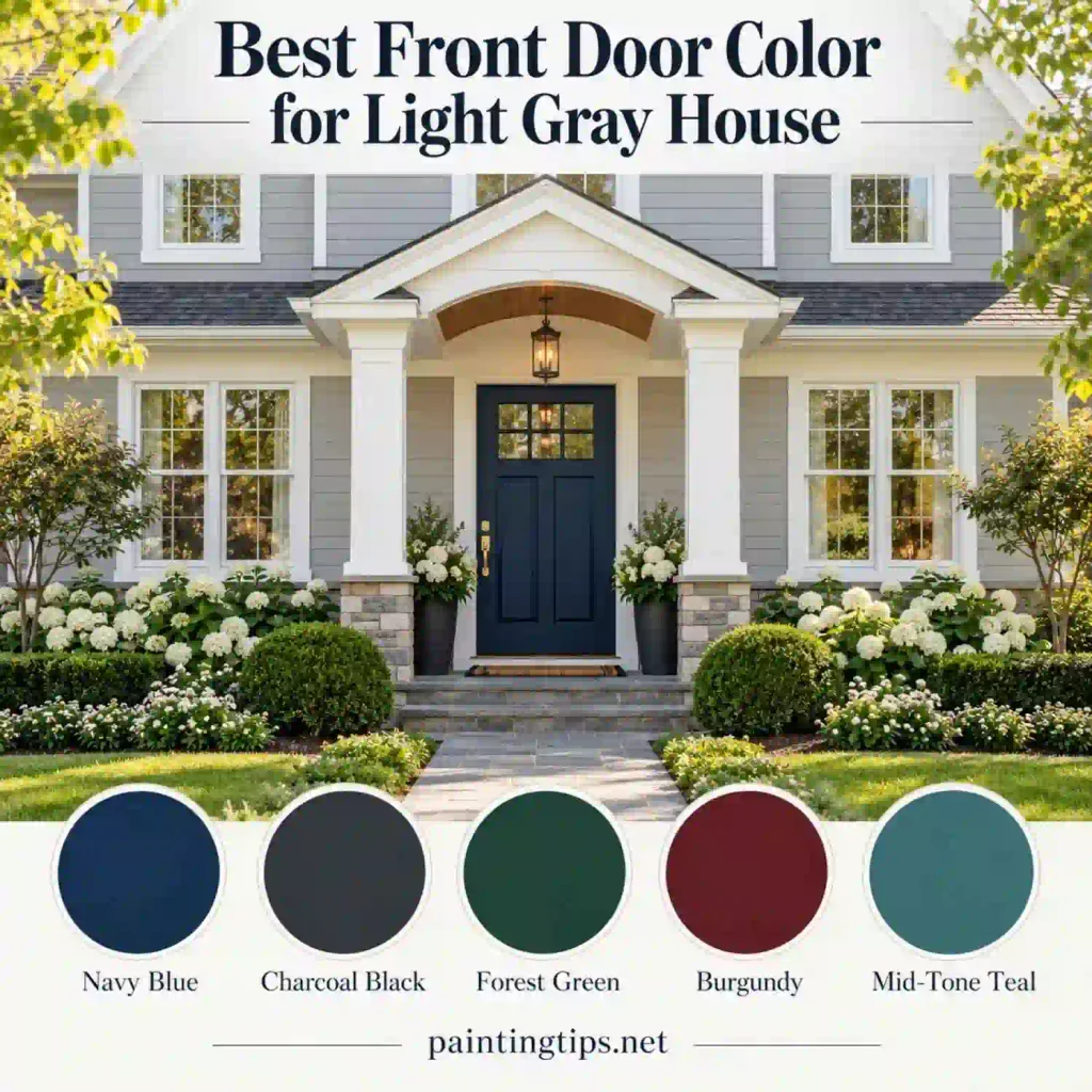 Best front door color for light gray house.