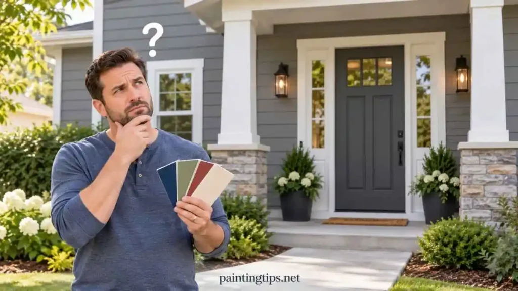 What color should the front door be on a gray house?
